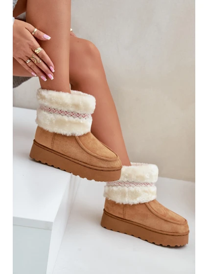 Dámské Sněhule Na Platformě S Kožešinou A Vzorem Camel model 21678814 - Boto