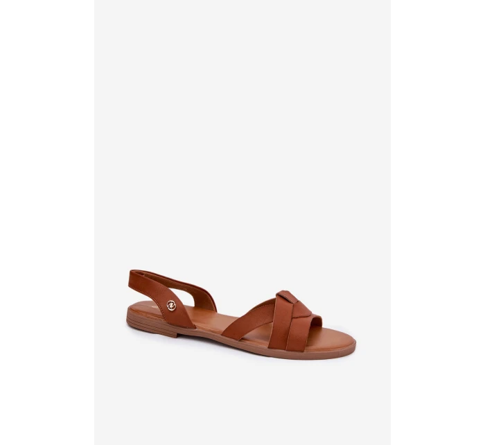 Ploché Dámské Sandály Z Eko Kůže Camel model 21698465 - EVENTO