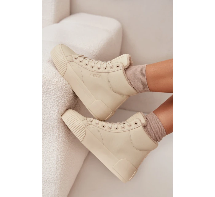 Zateplené dámské tenisky na platformě Big Star OO274795 Béžové Zateplené dámské tenisky na platformě Big Star OO274795 Béžové