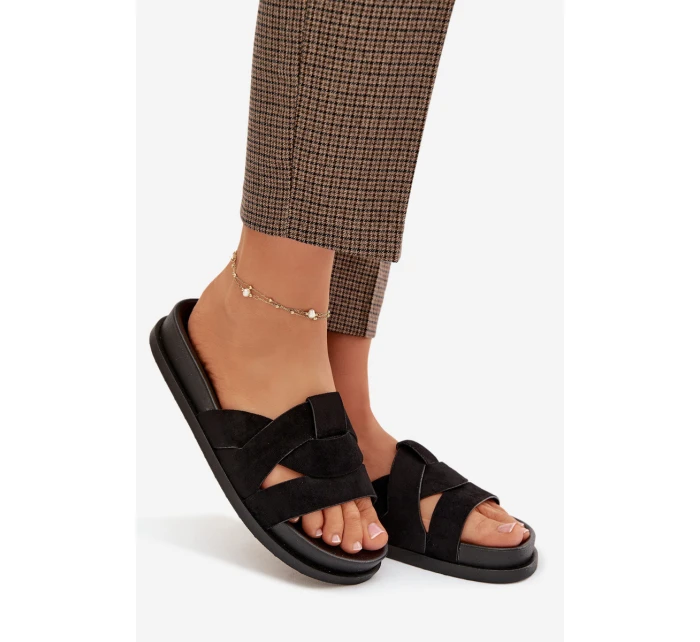 Dámské pantofle Eko semiš s pásky Černé model 21918922 - Boto