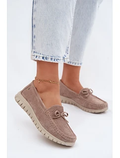 Dámské Mokasíny Z Přírodního Semiše S Mašlí Vinceza Béžové