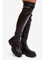 Dámské kozačky nad kolena s  – černé model 21848642 - Kesi