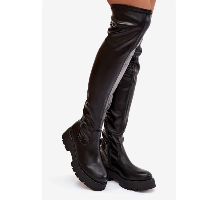 Dámské kozačky nad kolena s  – černé model 21848642 - Kesi