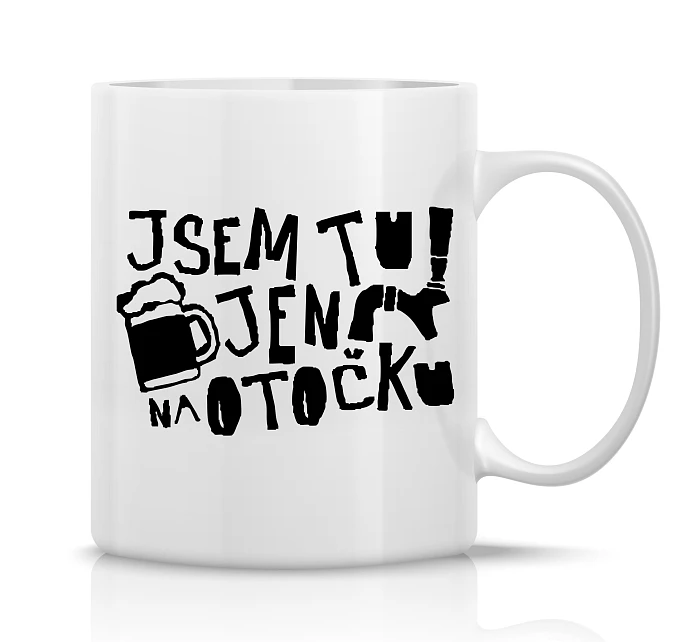 JSEM TU JEN NA OTOČKU - klasický bílý keramický hrníček 300 ml