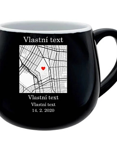 Personalizovaný keramický buclatý hrneček s mapou