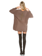 Trendy KouCla oversize sweater with mesh Cross