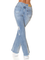 Sexy džíny Bootcut s vysokým pasem a výřezy