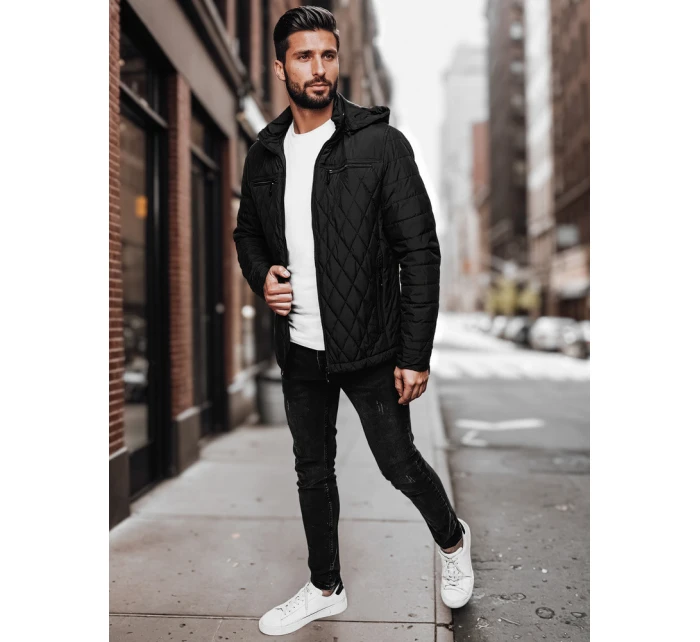 Pánská prošívaná bunda s kapucí černá Dstreet TX4989