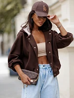 Dámská bomberka s vlnou a kapucí, hnědá, FashionStreet TY5928