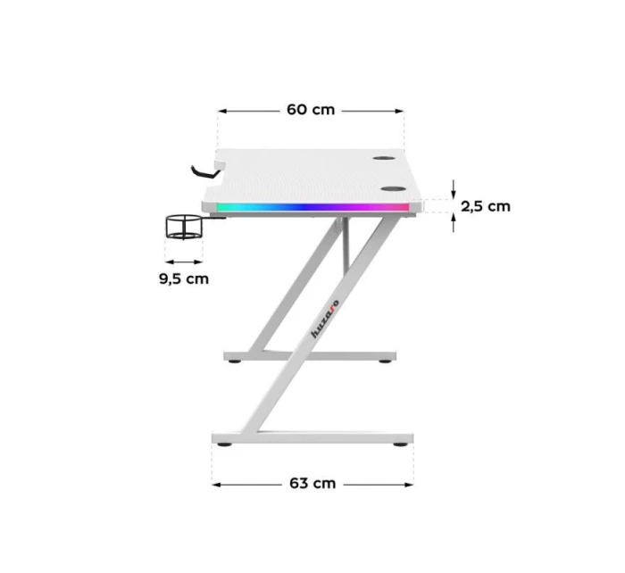 Herní stůl Hero model 21336043 White RGB - Huzaro Herní stůl Hero model 21336043 White RGB - Huzaro