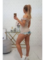 Španělská halenka s volánky béžová Španělská halenka s volánky béžová