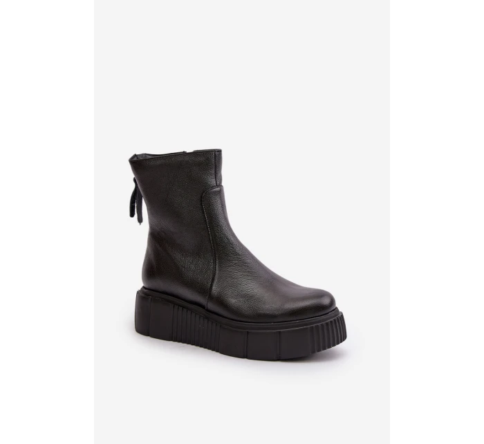 model 21669377 Dámské Kožené Botky Na Platformě Černé - Zazoo model 21669377 Dámské Kožené Botky Na Platformě Černé - Zazoo