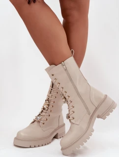 Dámské workery s přezkami Medvídek Srdce Béžové model 21744660 - Boto