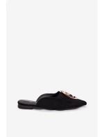 Dámské pantofle Mule s ozdobným zlatým detailem Černé Galvella Dámské pantofle Mule s ozdobným zlatým detailem Černé Galvella