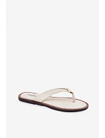 Dámské ploché žabky se zlatým detailem Světle béžové model 22102935 - EVENTO