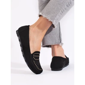 Pohodlné  mokasíny dámské černé bez podpatku