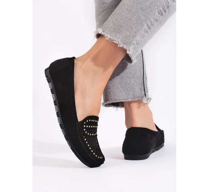 Pohodlné mokasíny dámské černé bez podpatku Pohodlné mokasíny dámské černé bez podpatku