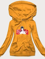 Dámská sportovní mikina v hořčicové barvě s kapucí (N4596)