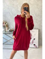 Velurové šaty s kapucí bordó Velurové šaty s kapucí bordó