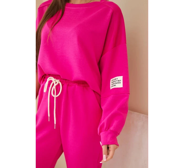 Komplet teplákové + kalhoty máslová látka fuchsie