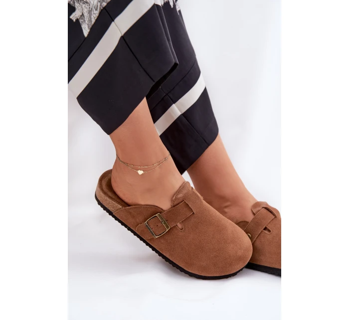 Semišové Klapky Chodaky Dámské S Přezkou Big Star RR274A387 Hnědé