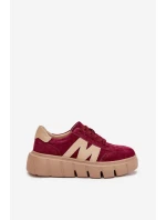 Semišové Dámské Tenisky Na Platformě model 21704994 Bordové - VINCEZA