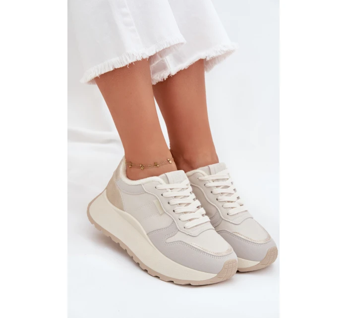 Zateplené dámské sneakersy na platformě Big Star SS274008 HI-POLY SYSTEM světle béžové Zateplené dámské sneakersy na platformě Big Star SS274008 HI-POLY SYSTEM světle béžové