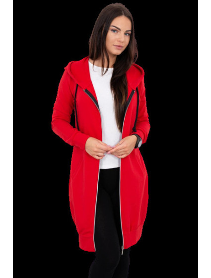 Dámská dlouhá mikina s kapucí Kesi - červená