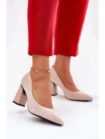 Elegantní dámské lodičky na širokém podpatku Vinceza – béžové Elegantní dámské lodičky na širokém podpatku Vinceza – béžové