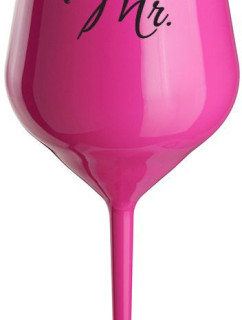 MR. - růžová nerozbitná sklenice na víno 470 ml