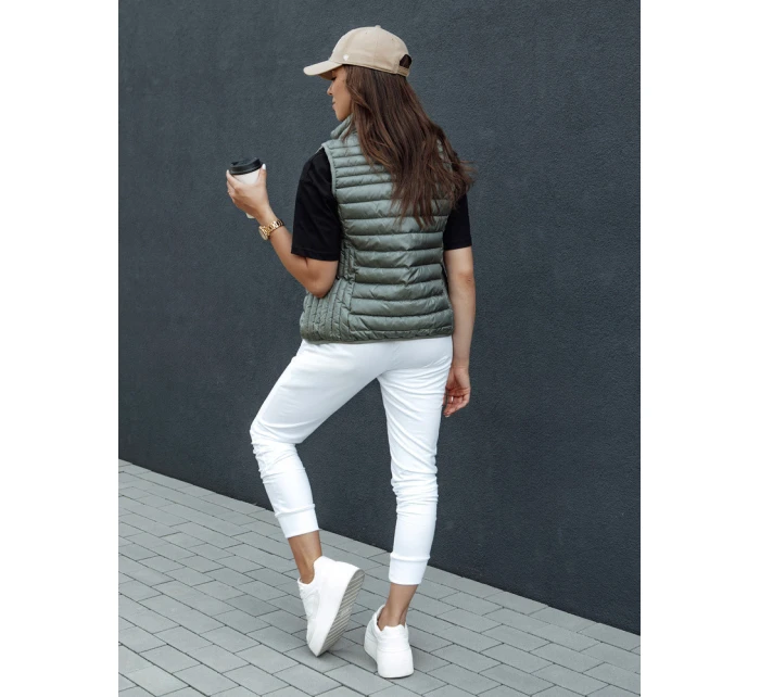 Dámská prošívaná vesta se stojáčkem zelená model 21979302 - Dstreet