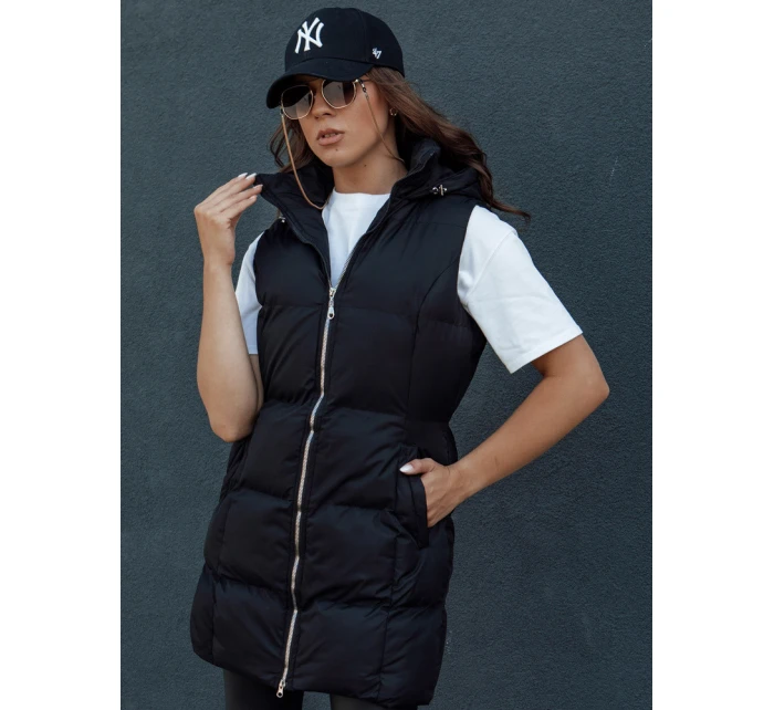 Dámská prošívaná dlouhá vesta VIANA černá FashionStreet TY4504