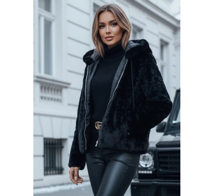Dámský krátký kabát ELMIRIS černý kožich FashionStreet TY4995