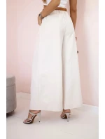 Široké kalhoty s páskem béžový