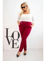 Dámské bavlněné kalhoty Plus Size s elastickým pasem bordové Dámské bavlněné kalhoty Plus Size s elastickým pasem bordové