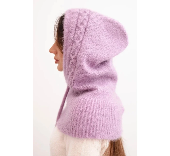 Dámská čepice s kapucí a pleteným model 21731164 světle fialová - K-Fashion Dámská čepice s kapucí a pleteným model 21731164 světle fialová - K-Fashion