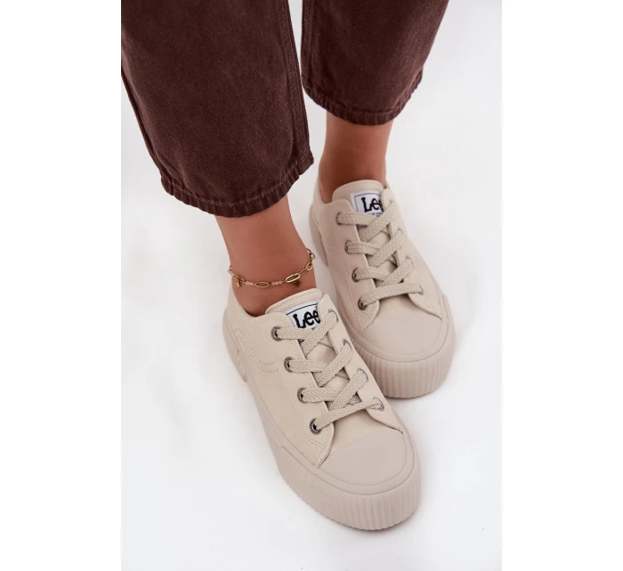 Dámské trampky na platformě LEE ISLA C WOMEN LOW – béžové