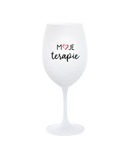 MOJE TERAPIE - bílá  sklenice na víno 350 ml