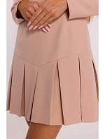 Šaty s obrácenými záhyby M872 béžové - MOE