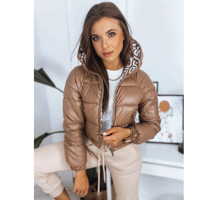 Dámská oboustranně prošívaná bunda HERMESI v barvě camel FashionStreet TY3007