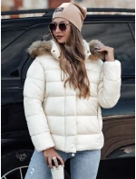 Dámská prošívaná zimní bunda s kapucí ecru model 21972173 - Dstreet