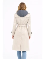 Klasyczny trencz z odpinanym kapturem Goodlookin jasny beżowy (T2-2252#-12) Klasyczny trencz z odpinanym kapturem Goodlookin jasny beżowy (T2-2252#-12)