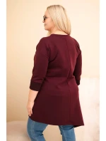 Dámská model 21808691 Plus Size z viskózy s volným střihem a dlouhým rukávem švestková - K-Fashion