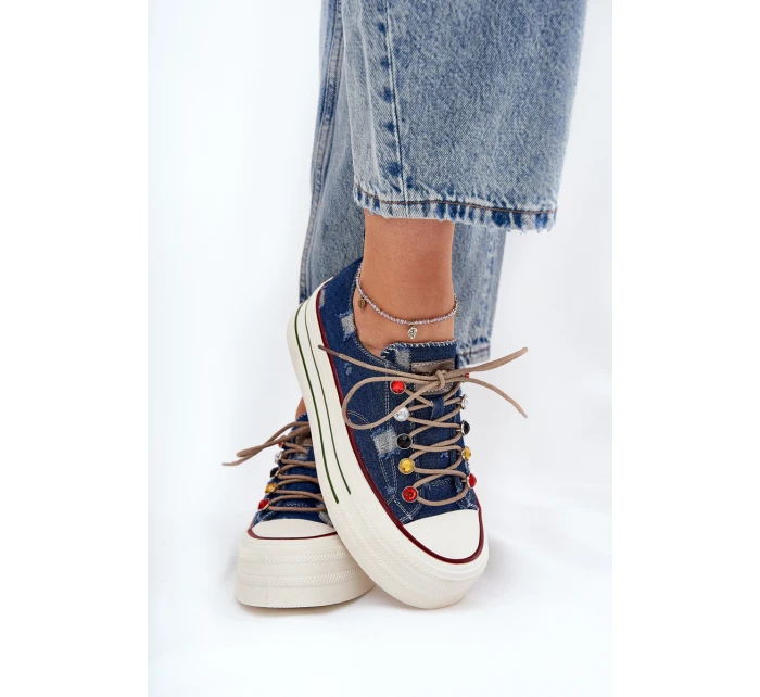 Dámské Tenisky Na Platformě GOE RR2N4103 Tmavě Modré Dámské Tenisky Na Platformě GOE RR2N4103 Tmavě Modré