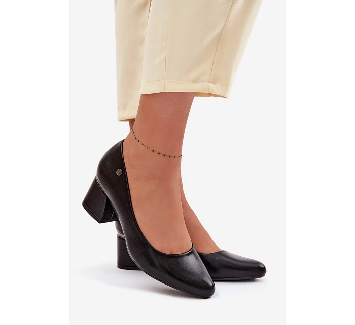 Lodičky na podpatku model 22095176 Černé - VINCEZA