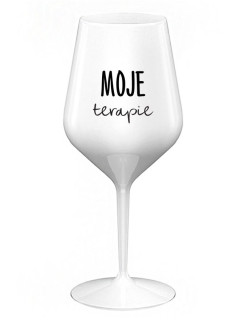 MOJE TERAPIE - bílá nerozbitná sklenice na víno 470 ml