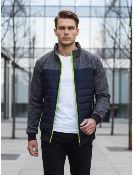 Kurtka męska przejściowa pikowana granatowa model 22013986 - FashionStreet