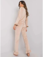 Damska piżama z długim rękawem welur Goodlookin beżowa (7394) Damska piżama z długim rękawem welur Goodlookin beżowa (7394)