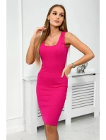 Souprava halenka + pruhované šaty fuchsiová