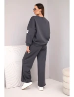 Dámský komplet máslo mikina + kalhoty grafitový